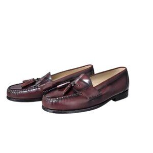 Bass Harrison Mahogany Leather Tassel Loafers Size 10EE
